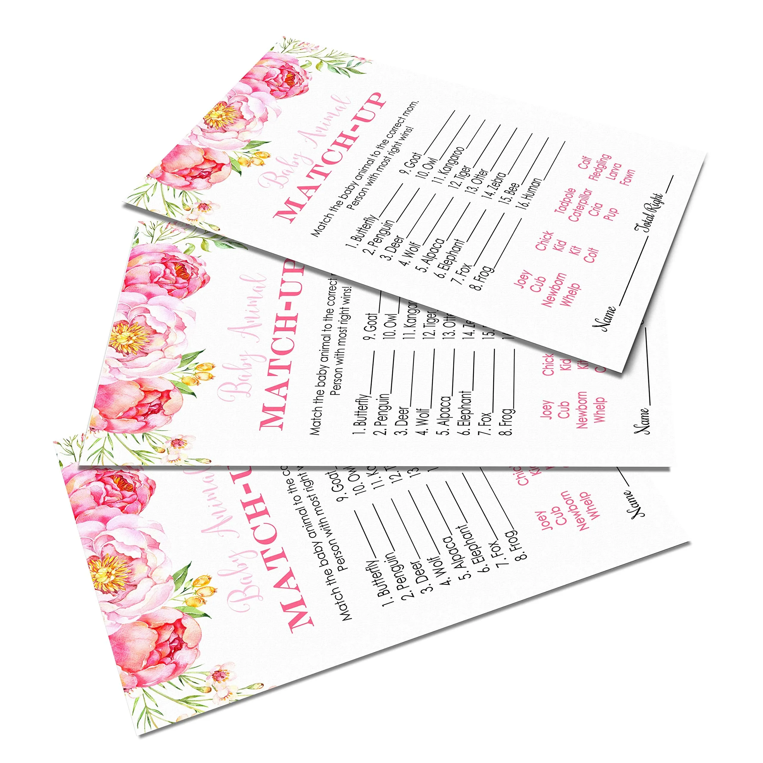 Cottage Floral Baby Shower Game Cards (25 Pack)