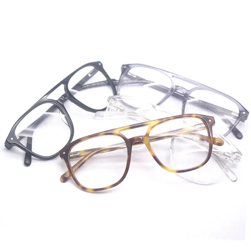 Cubojue Mens Full Rim Double Bridge Square Acetate Reading Glasses Xh0010