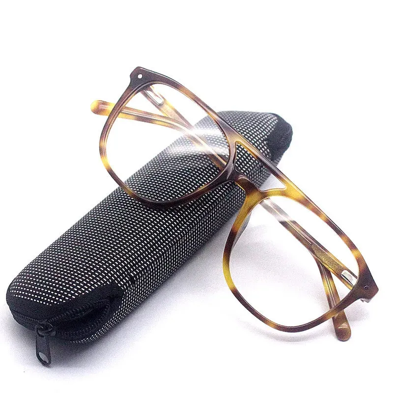 Cubojue Mens Full Rim Double Bridge Square Acetate Reading Glasses Xh0010