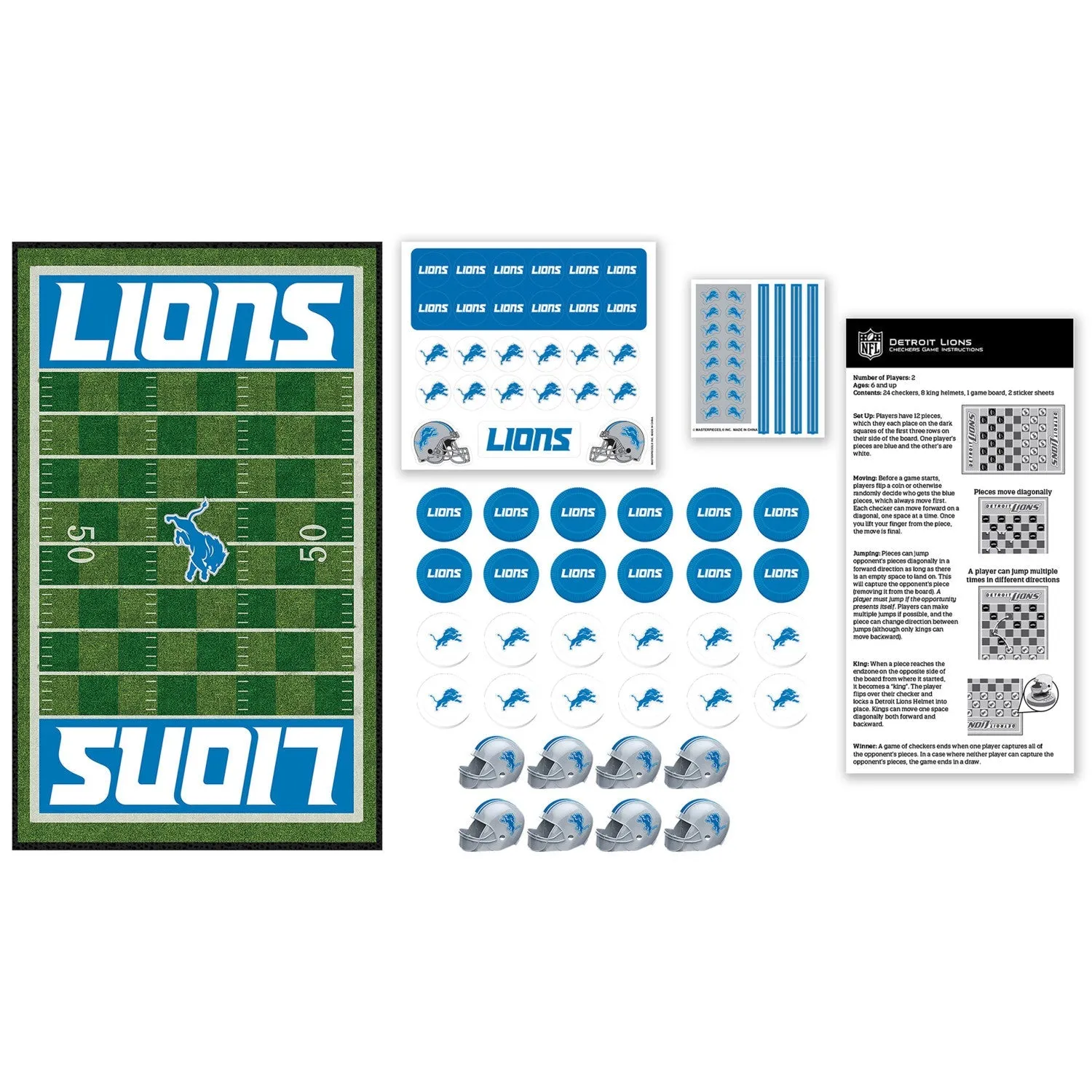 Detroit Lions Checkers Board Game