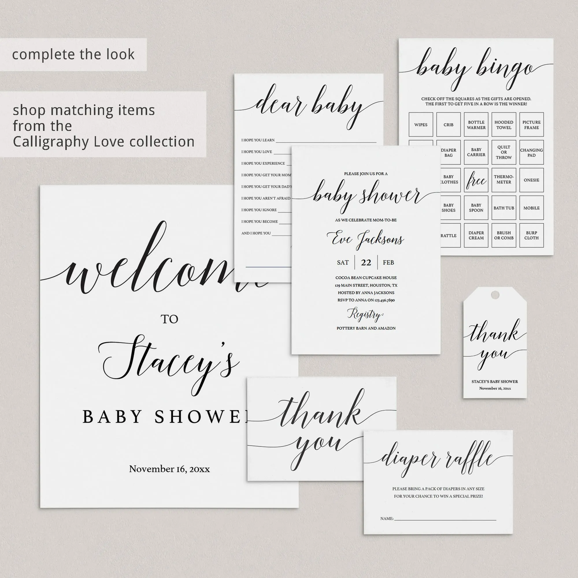 DIY White Baby Shower Games Pack Printables