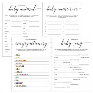 DIY White Baby Shower Games Pack Printables