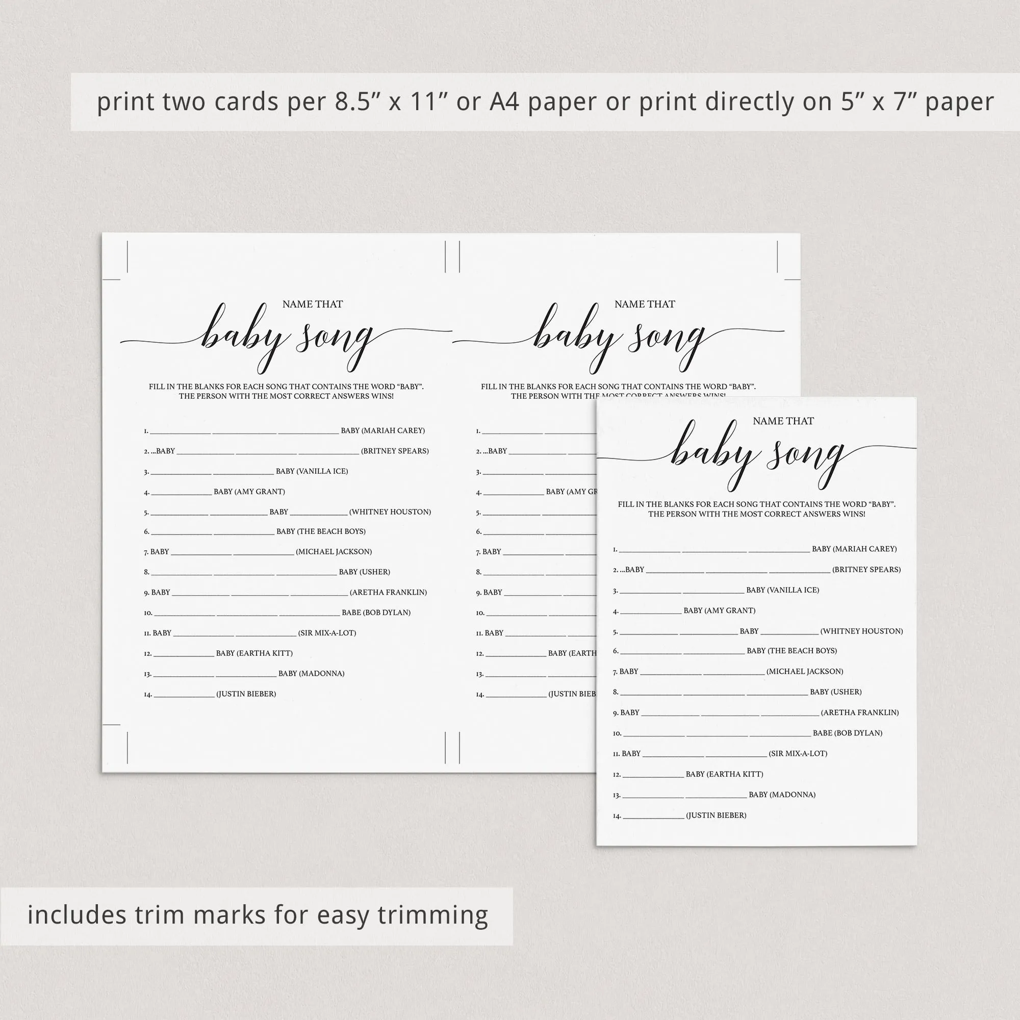 DIY White Baby Shower Games Pack Printables