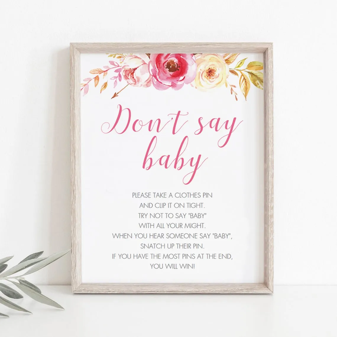 Dont Say Baby Sign for Bohemian Baby Shower