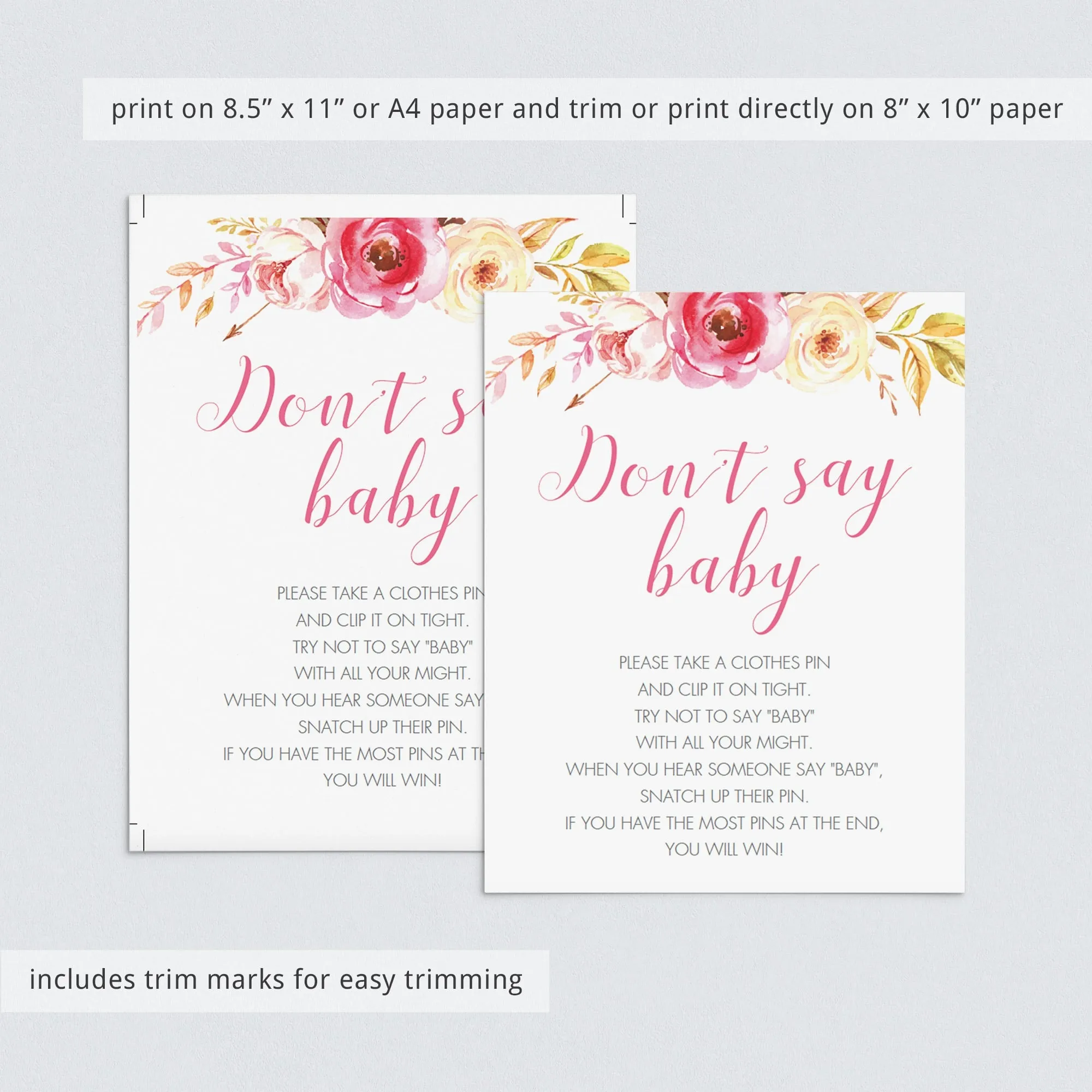 Dont Say Baby Sign for Bohemian Baby Shower