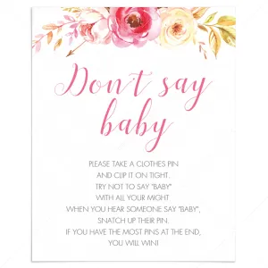 Dont Say Baby Sign for Bohemian Baby Shower