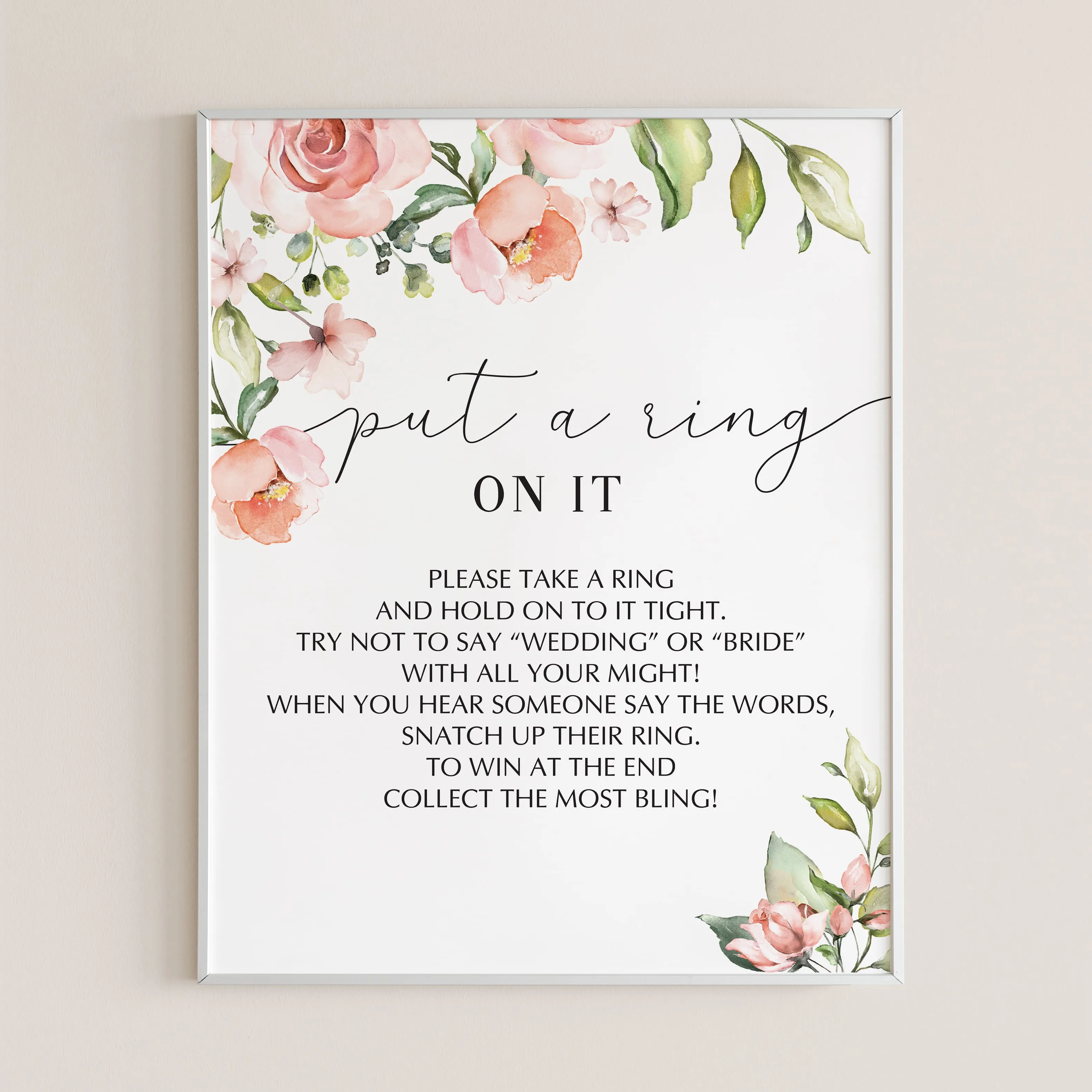 Don't Say Wedding Game for Bridal Shower Floral Theme