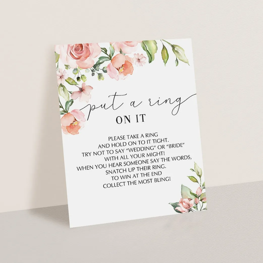 Don't Say Wedding Game for Bridal Shower Floral Theme