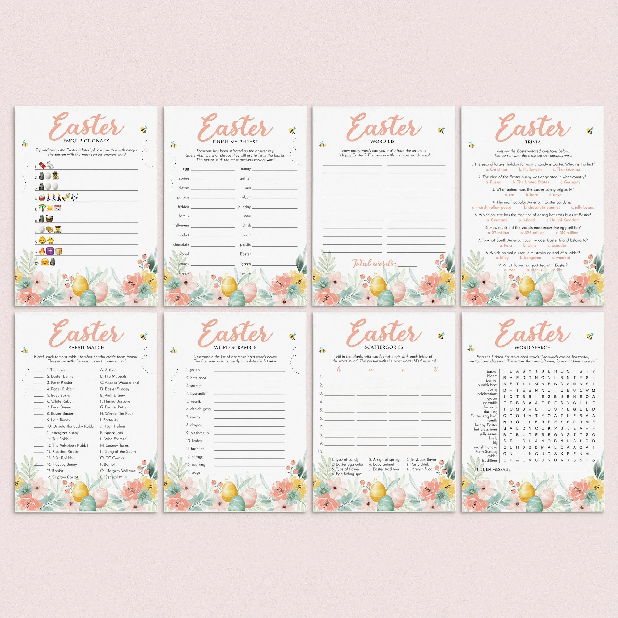 Easter Games for Kids and Adults Printable