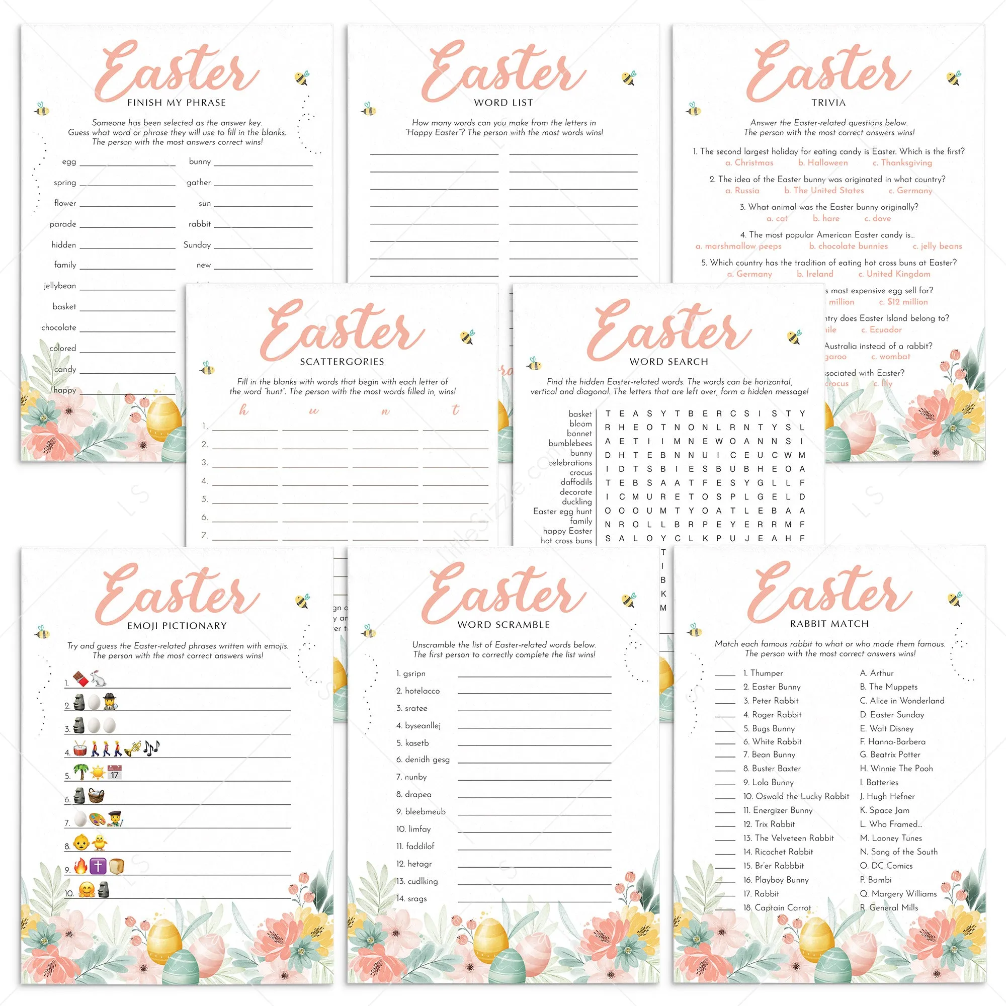 Easter Games for Kids and Adults Printable