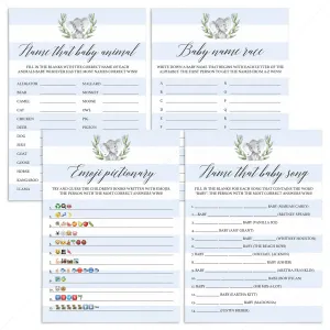 Elephant Boy Baby Shower Games Bundle Instant Download