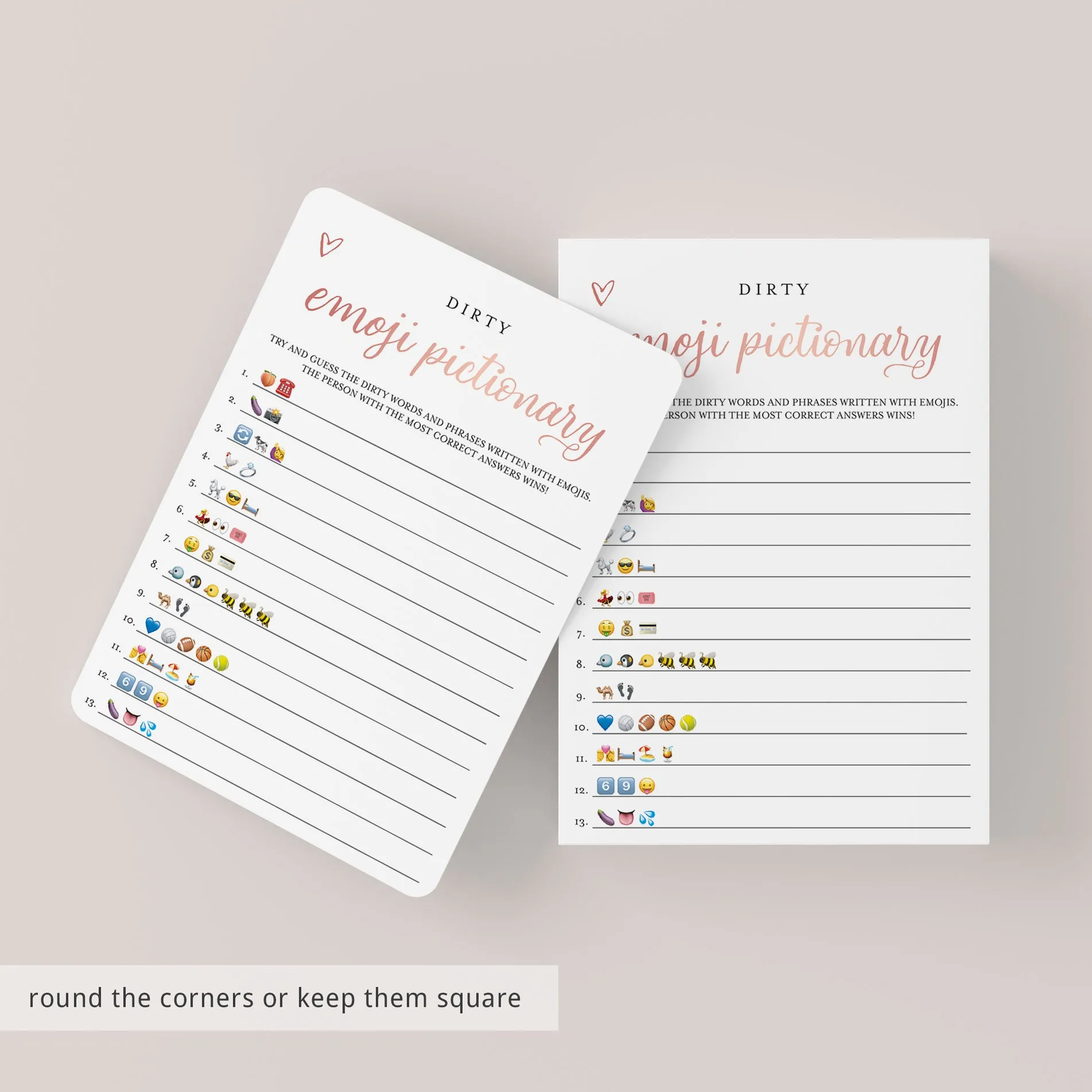 Emoji Bachelorette Game Rose Gold Instant Download