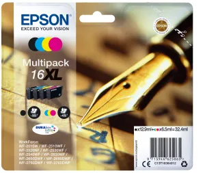 Epson Ink Cartridges, Durabrite" Ultra, 16Xl, Pen And Crossword, Multipack, 1 X 6.5 Ml Yellow, 1 X 6.5 Ml Cyan, 1 X 6.5