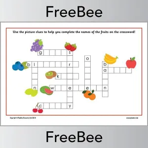 Fruits Crossword KS1