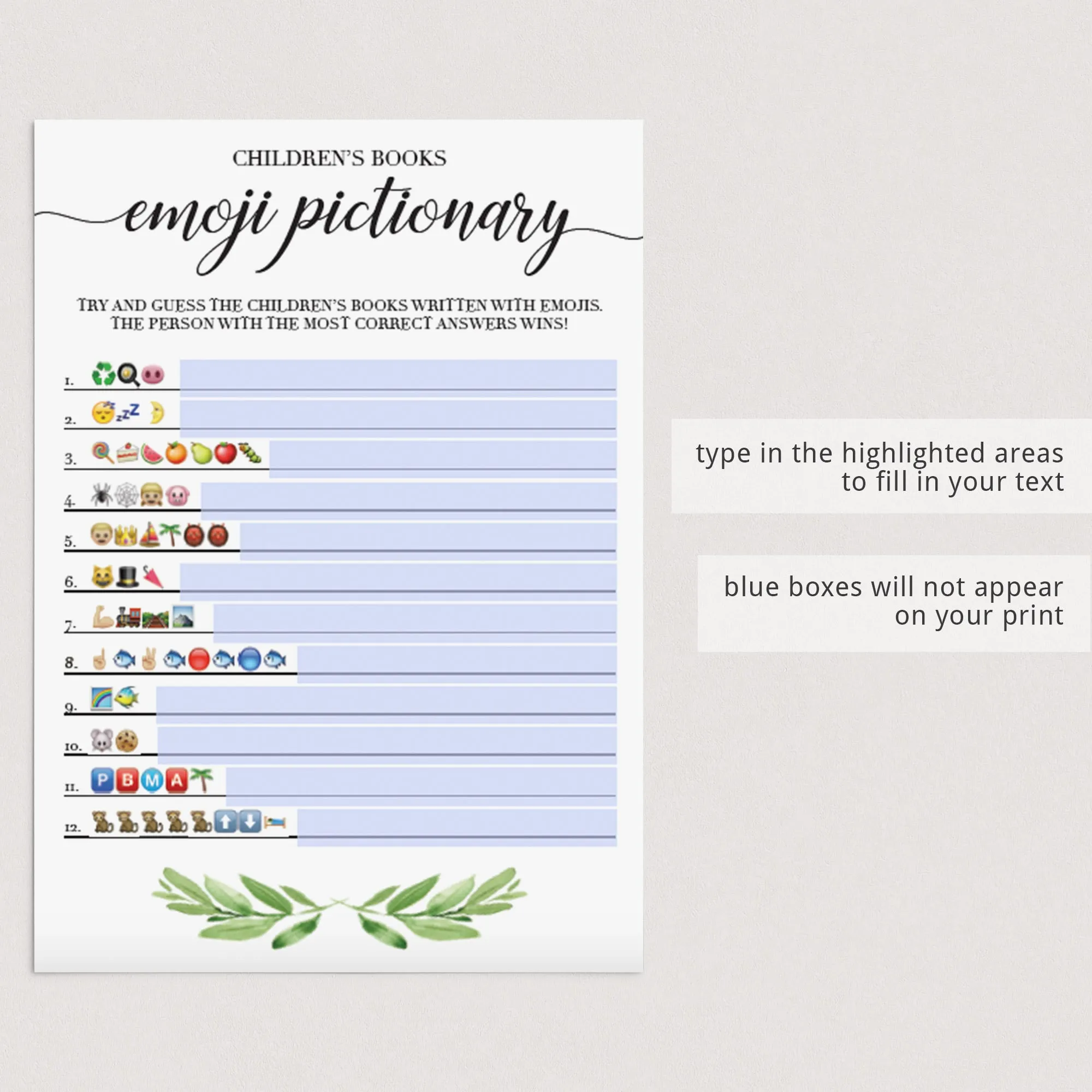 Gender Neutral Baby Shower Emoji Pictionary Printable and Virtual