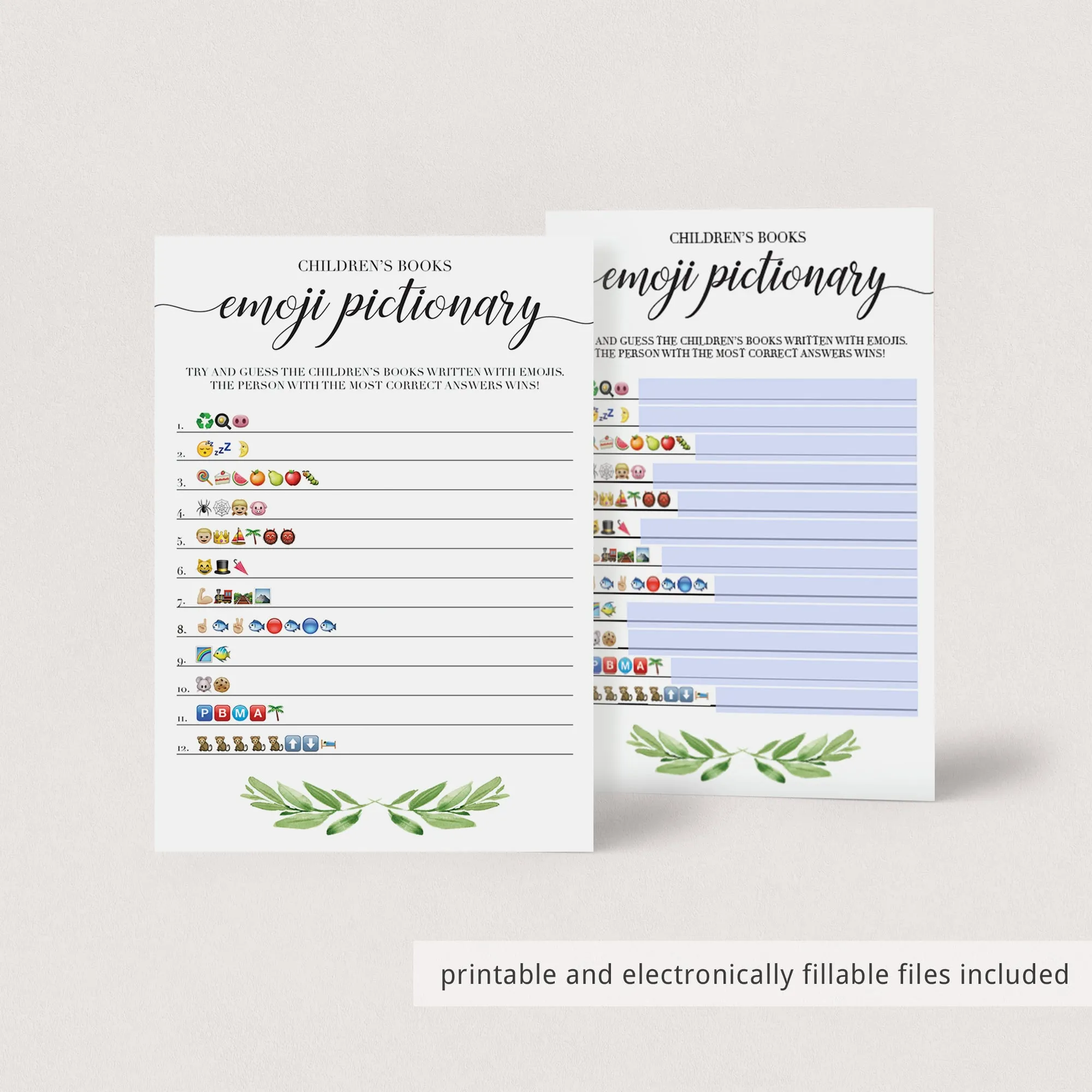 Gender Neutral Baby Shower Emoji Pictionary Printable and Virtual