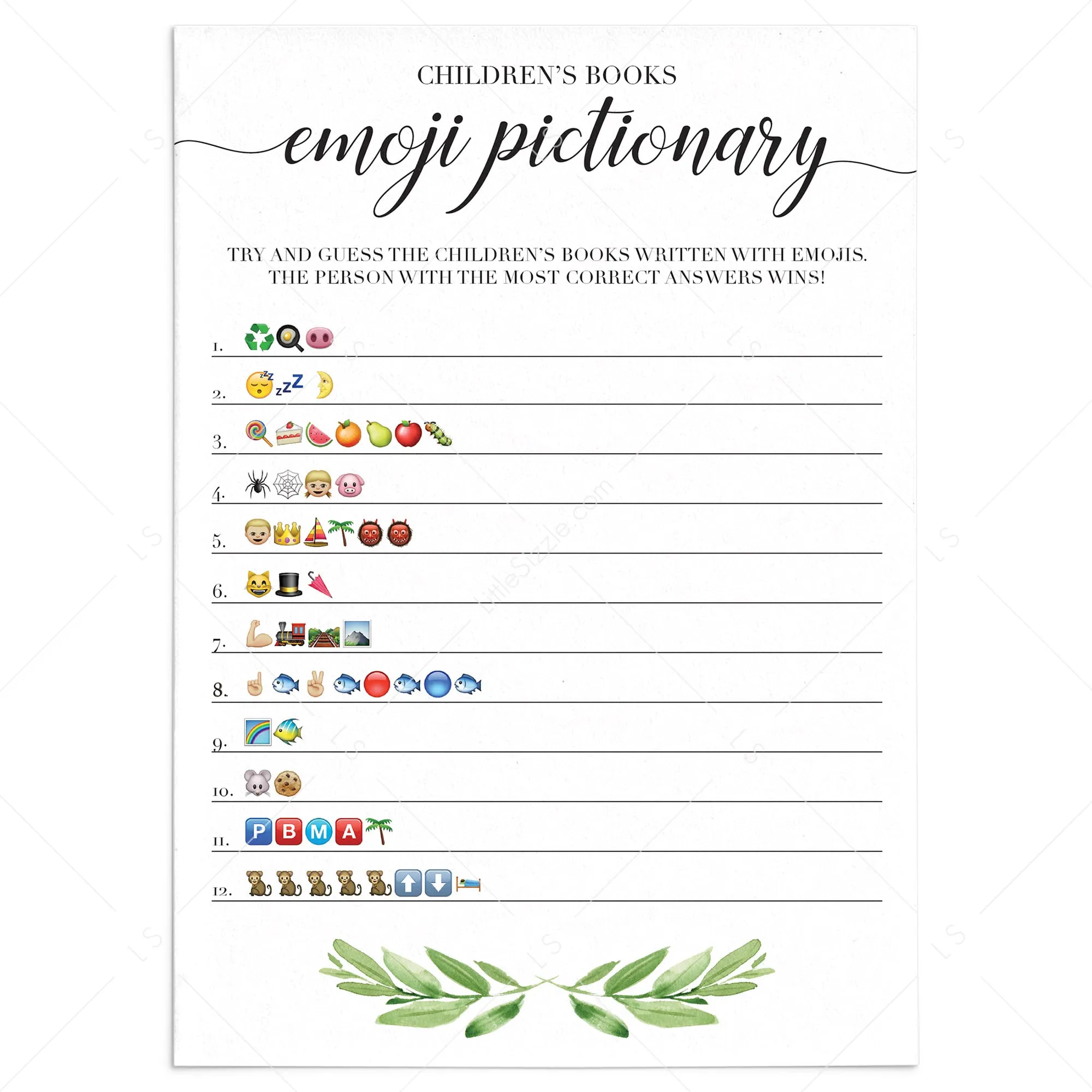 Gender Neutral Baby Shower Emoji Pictionary Printable and Virtual