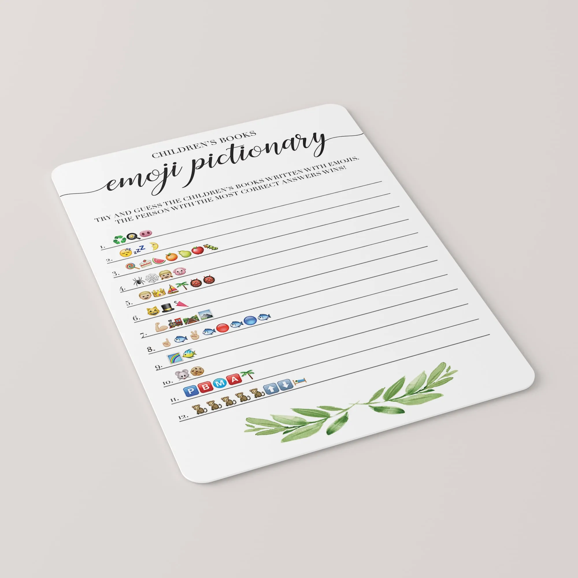 Gender Neutral Baby Shower Emoji Pictionary Printable and Virtual