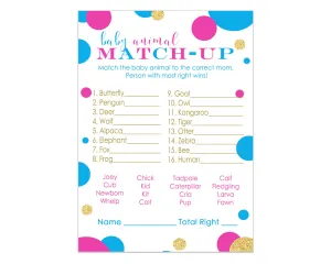 Gender Reveal Animal Matching Game Cards (25 Pack)