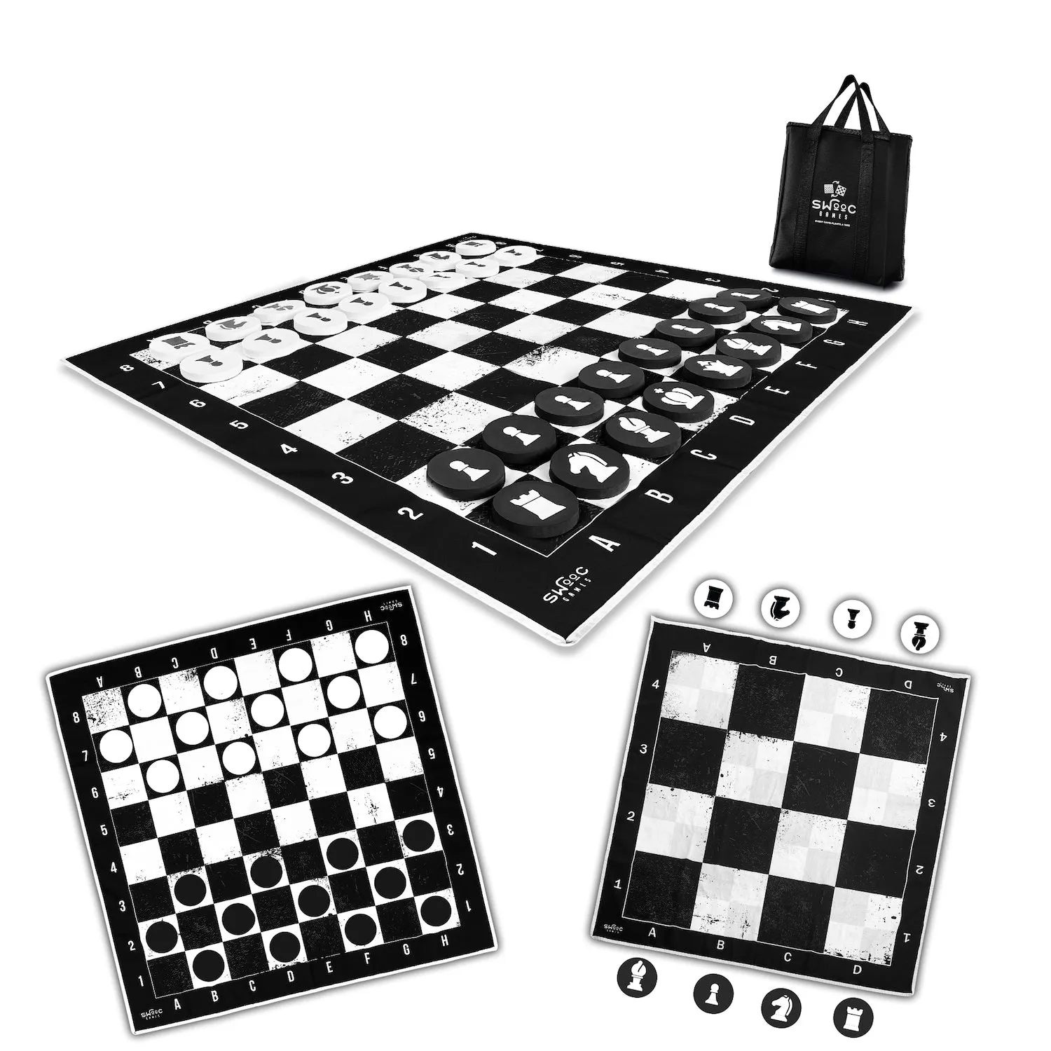 Giant Checkers, Chess, & Chess Tac Toe for Indoors and Outdoors