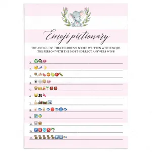 Girl Baby Shower Game Emoji Pictionary Printable