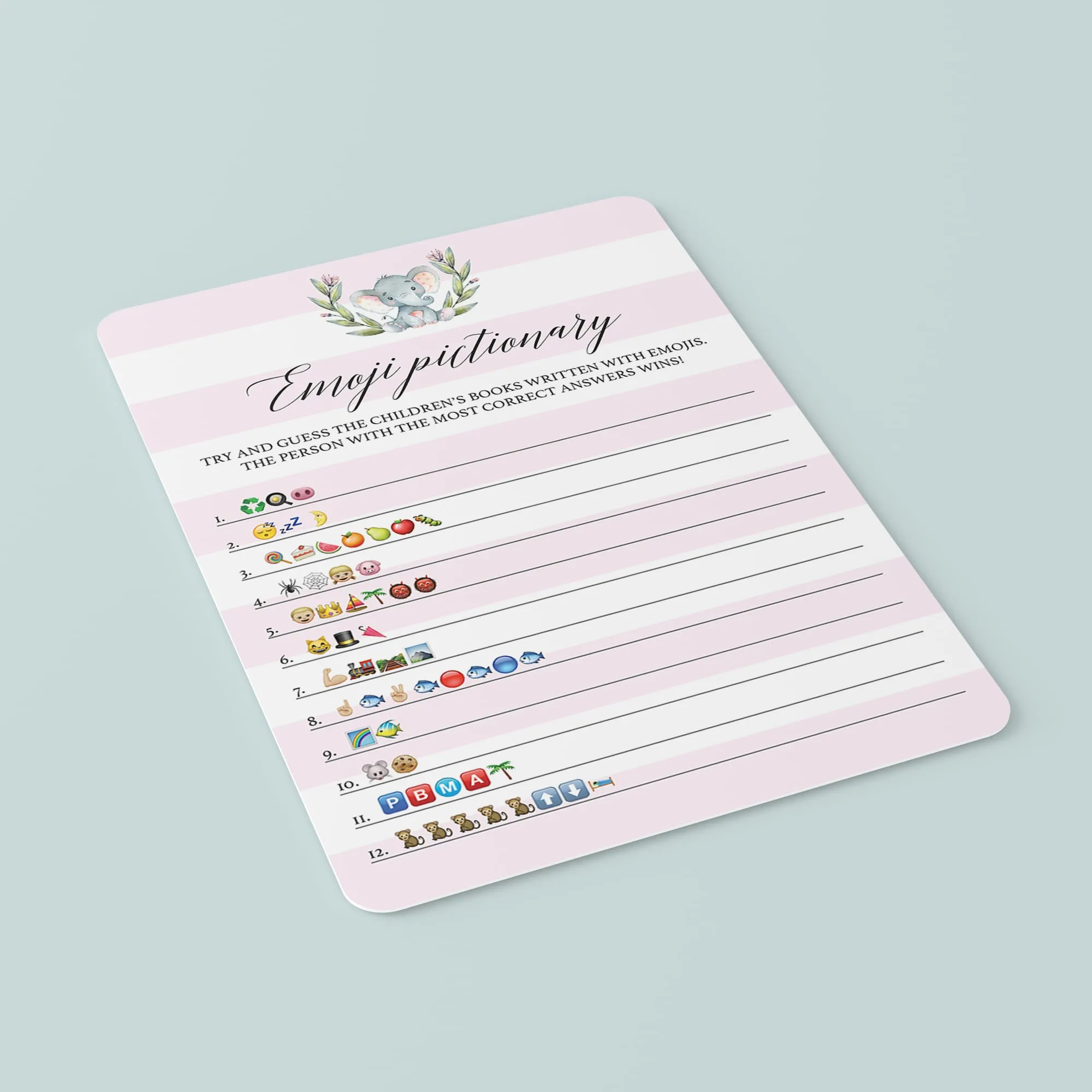 Girl Baby Shower Game Emoji Pictionary Printable