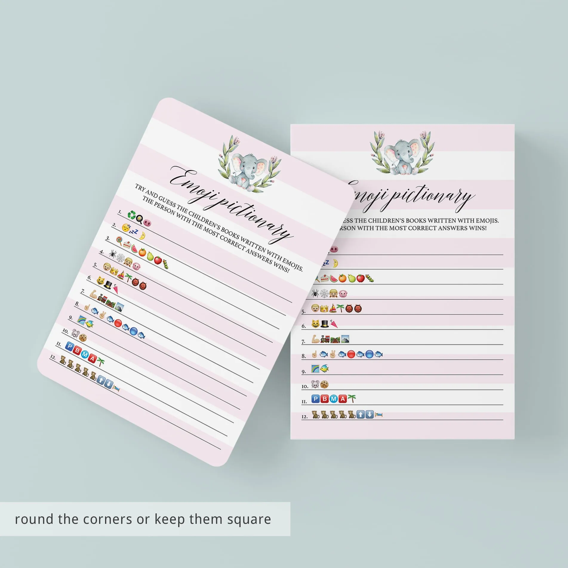 Girl Baby Shower Game Emoji Pictionary Printable