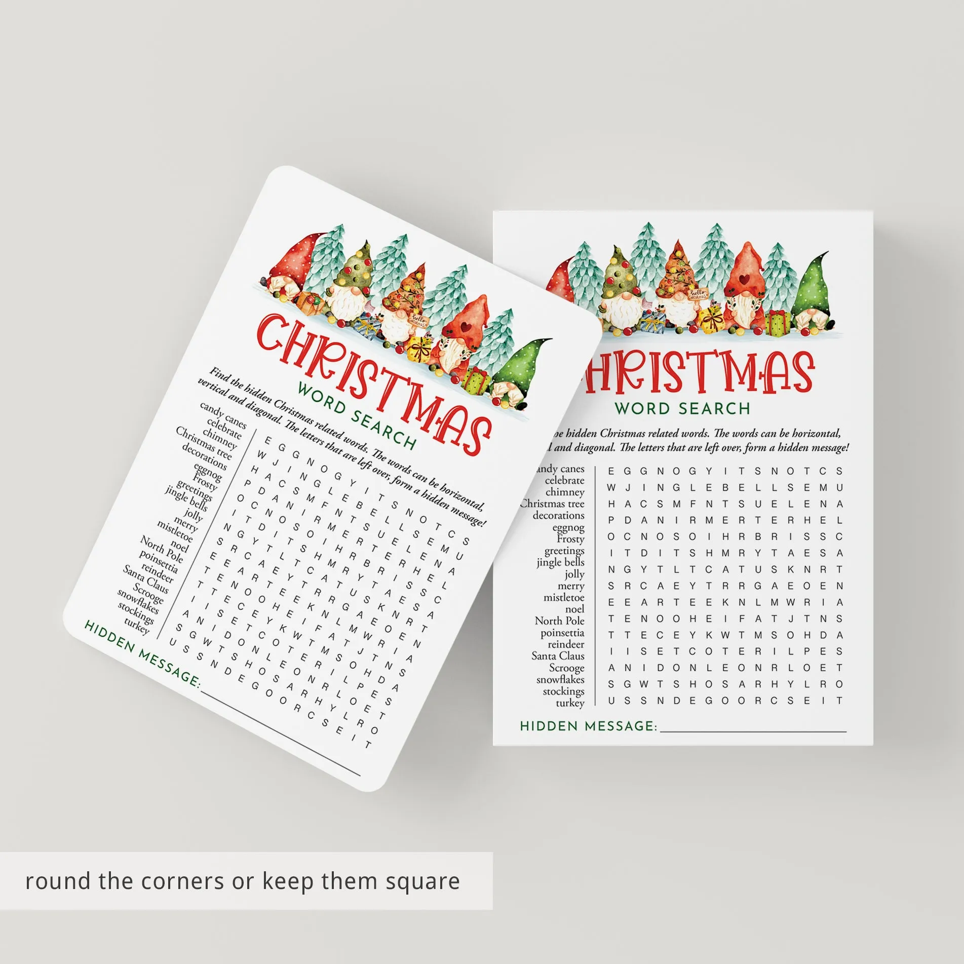 Gnomes Christmas Games for Family Printables