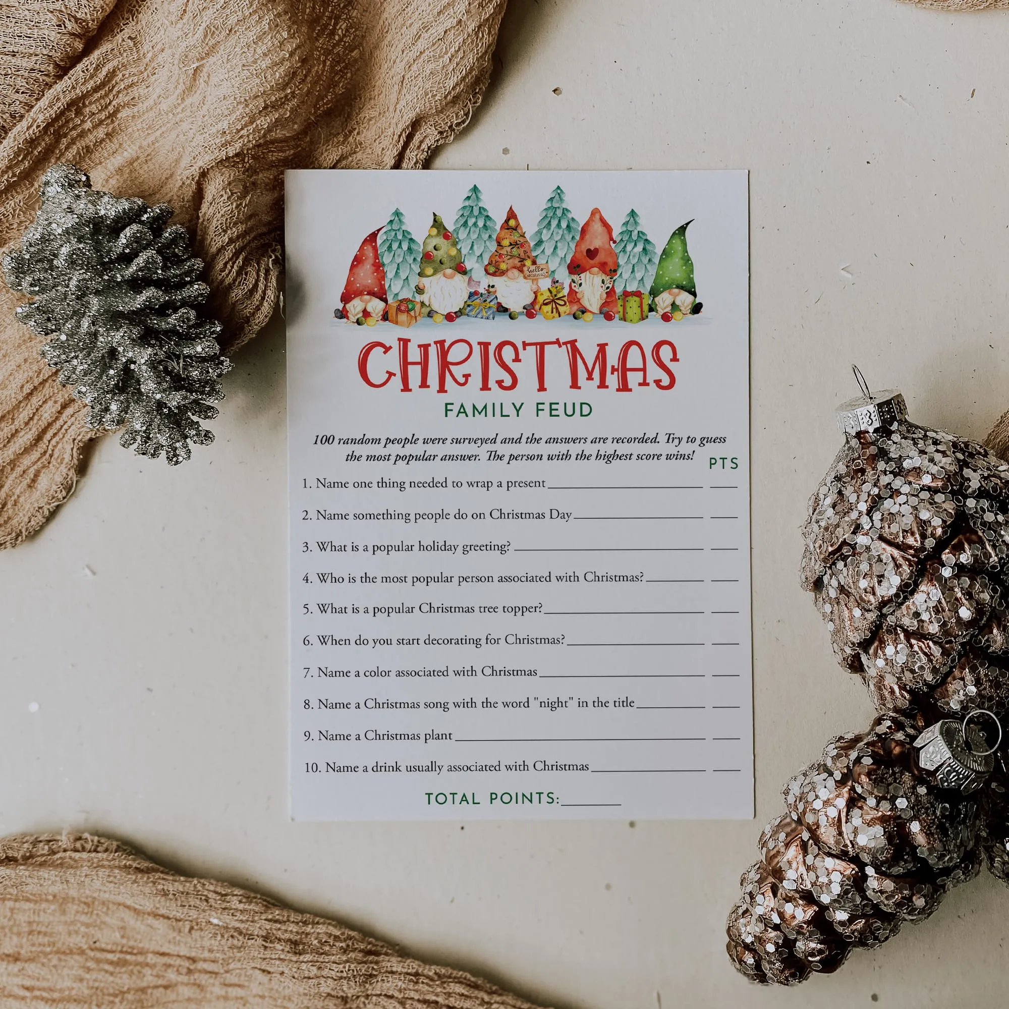 Gnomes Christmas Games for Family Printables