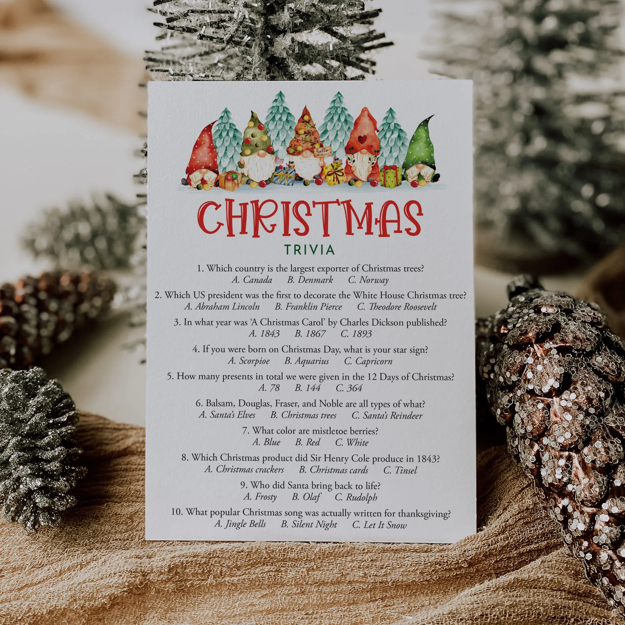 Gnomes Christmas Games for Family Printables