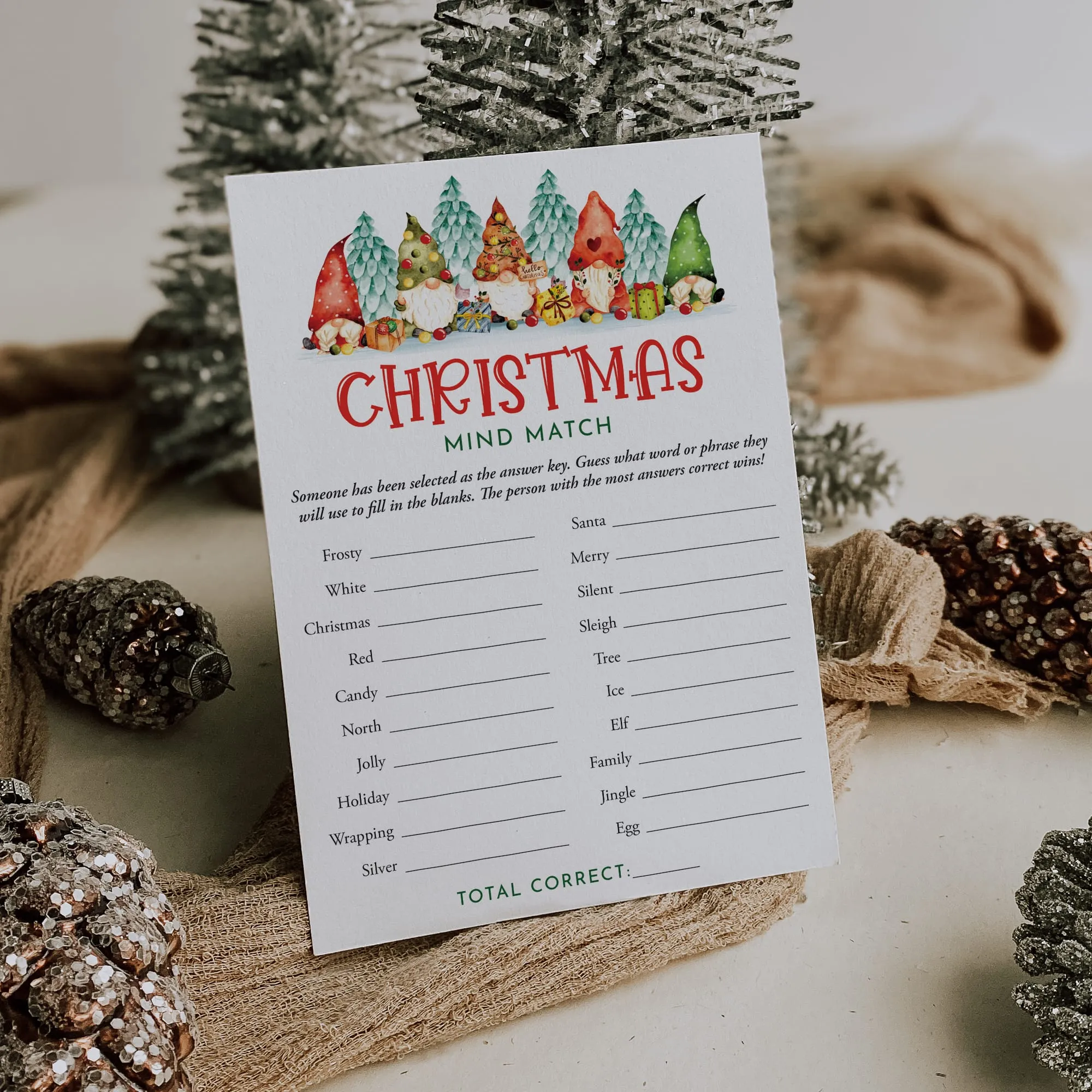 Gnomes Christmas Games for Family Printables