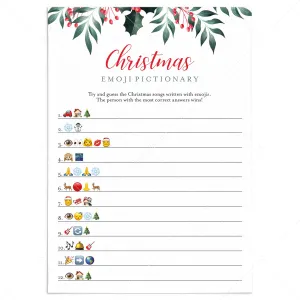 Greenery Christmas Emojis Game Printable