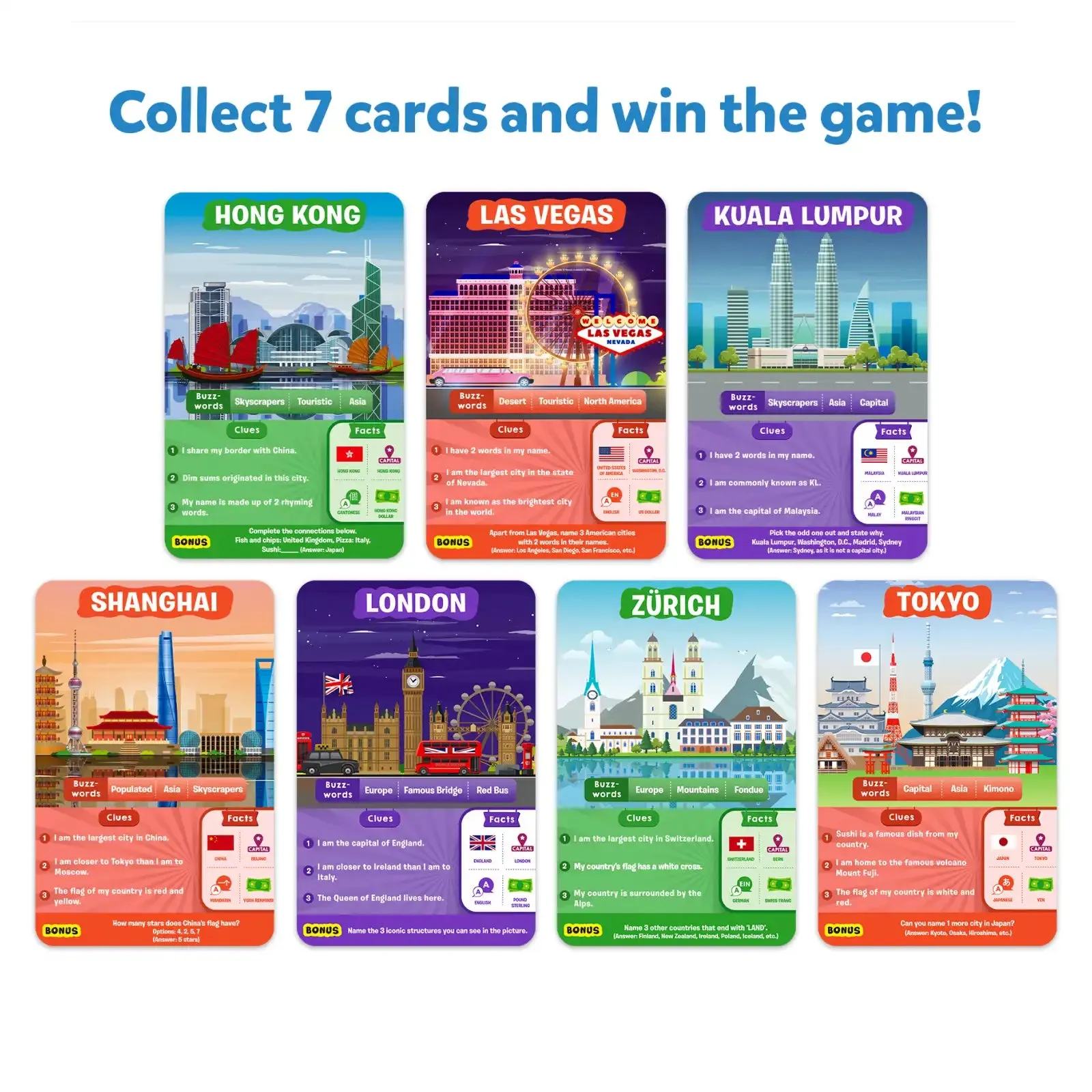 Guess in 10: Cities Around The World | Trivia card game (ages 8 )