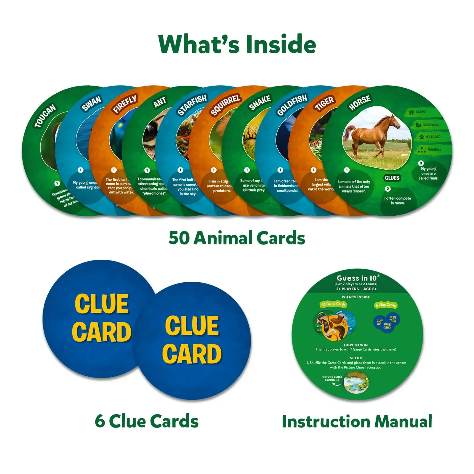 Guess in 10: Picture Clues Animal Planet | Trivia card game (ages 6 )