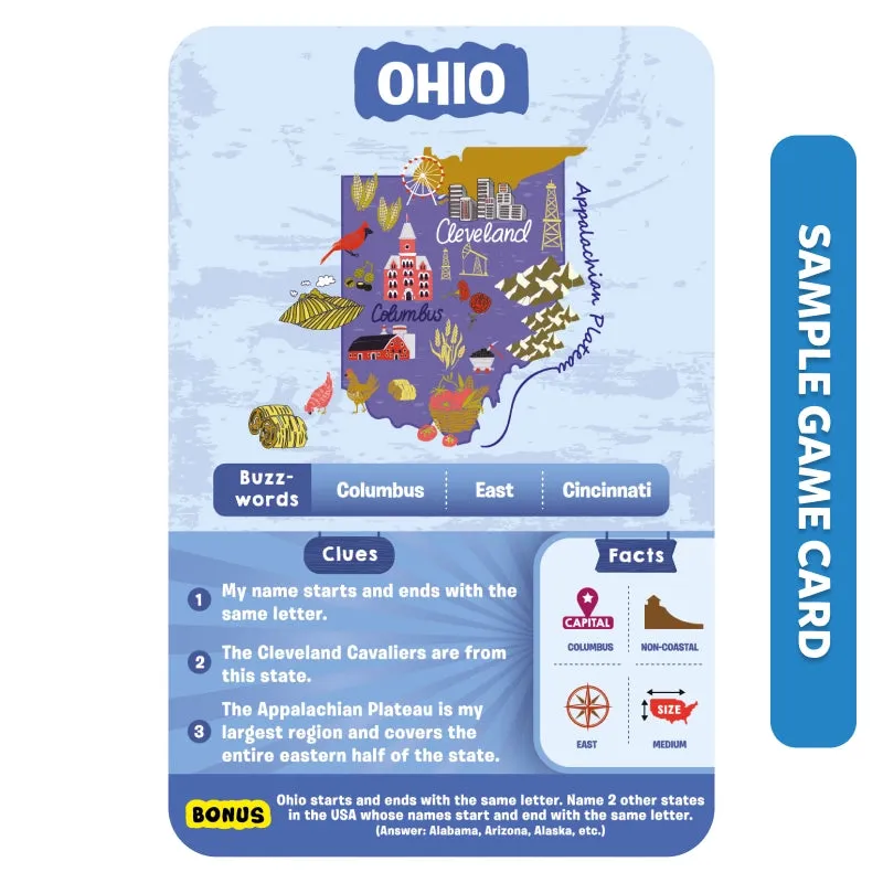 Guess in 10: States Of America | Trivia card game (ages 8 )