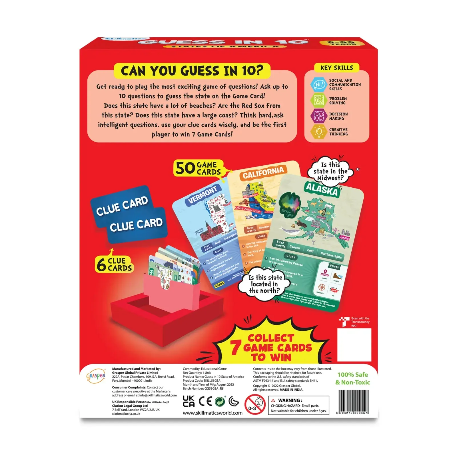 Guess in 10: States Of America | Trivia card game (ages 8 )