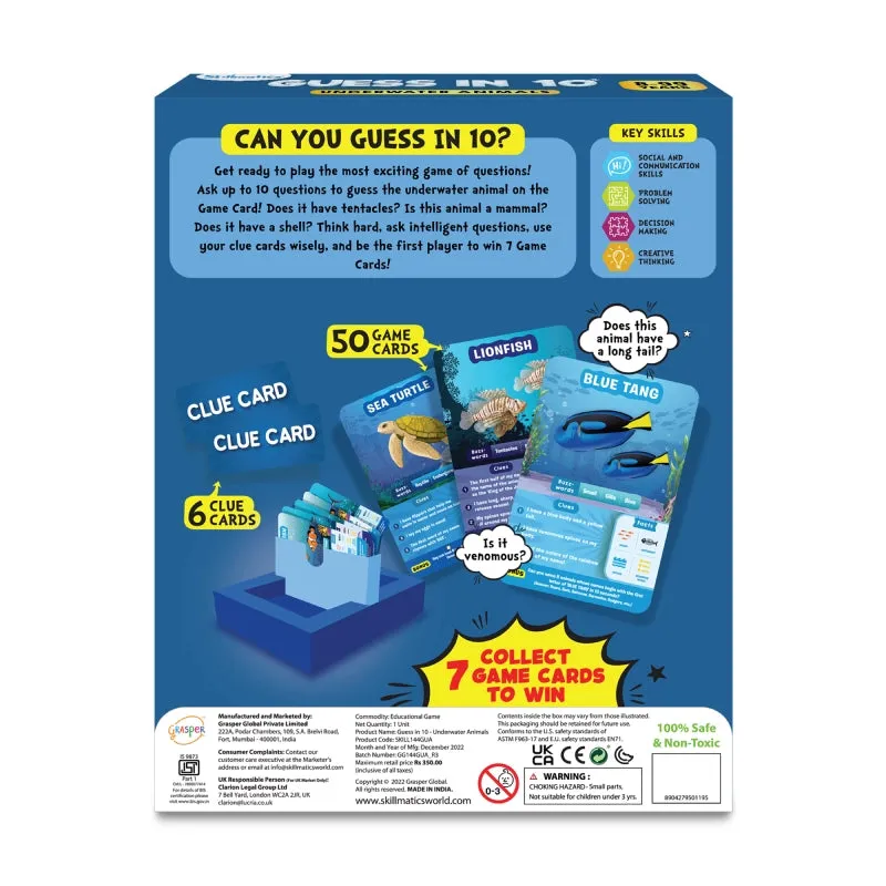 Guess in 10: Underwater Animals | Trivia card game (ages 8 )