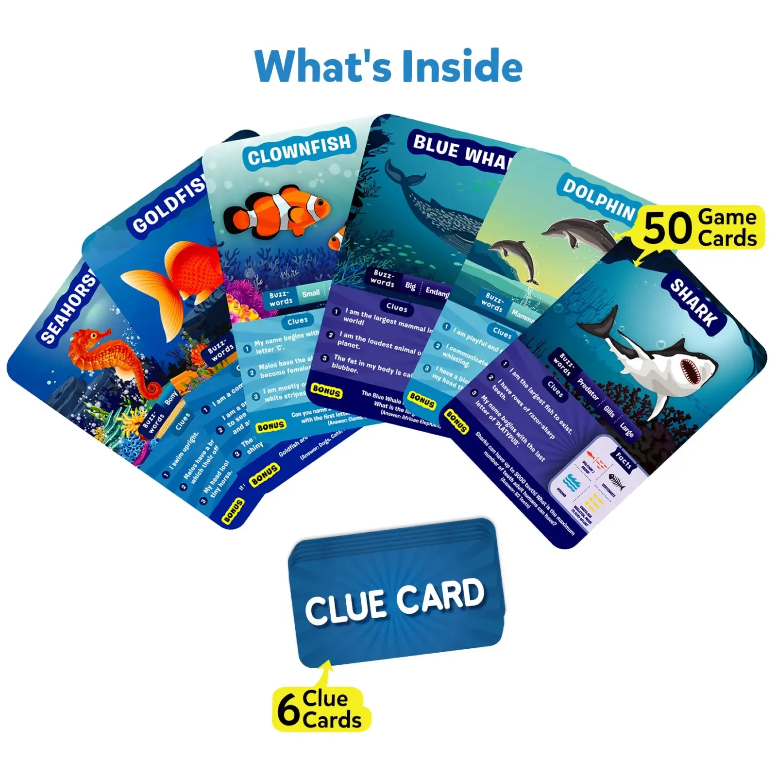 Guess in 10: Underwater Animals | Trivia card game (ages 8 )