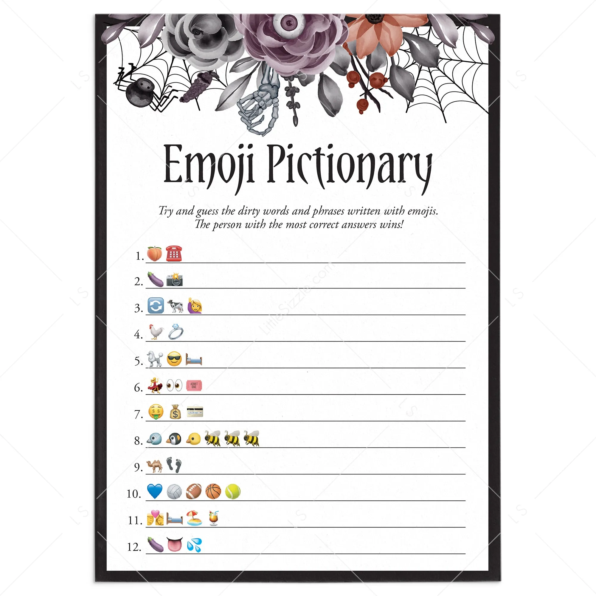 Halloween Bachelorette Party Emoji Game with Answer Key