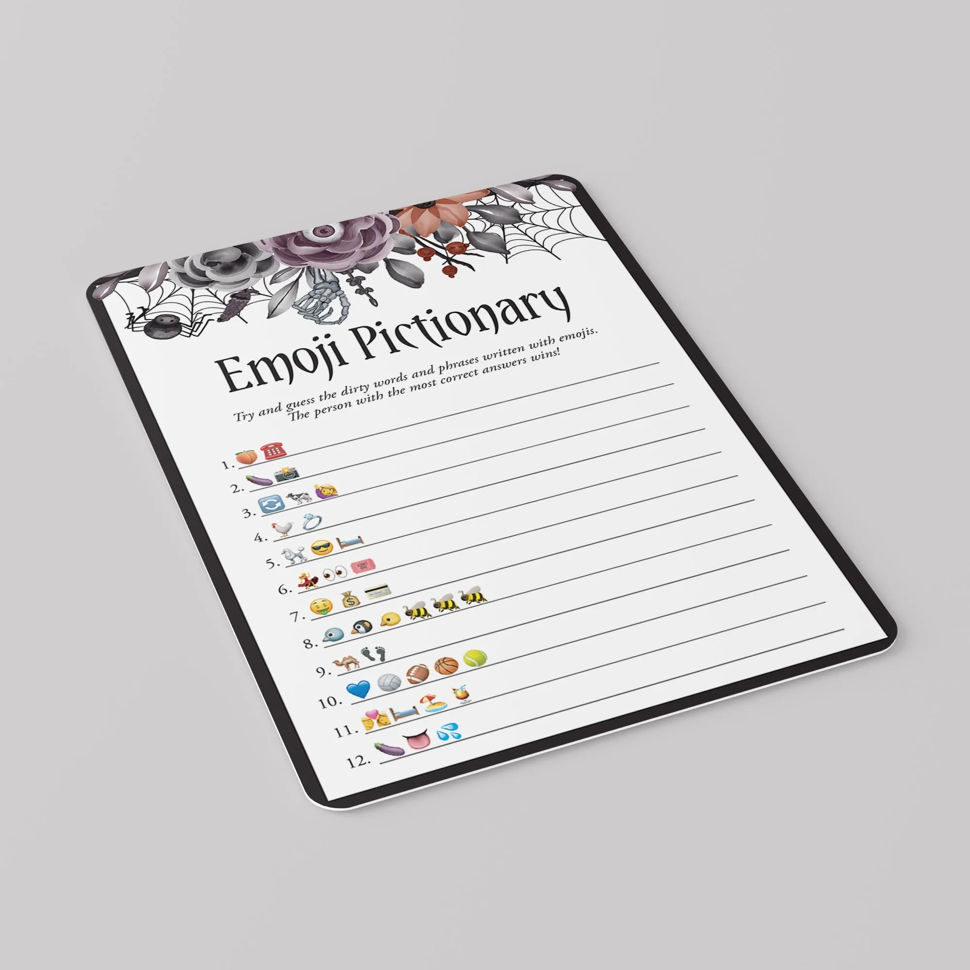 Halloween Bachelorette Party Emoji Game with Answer Key