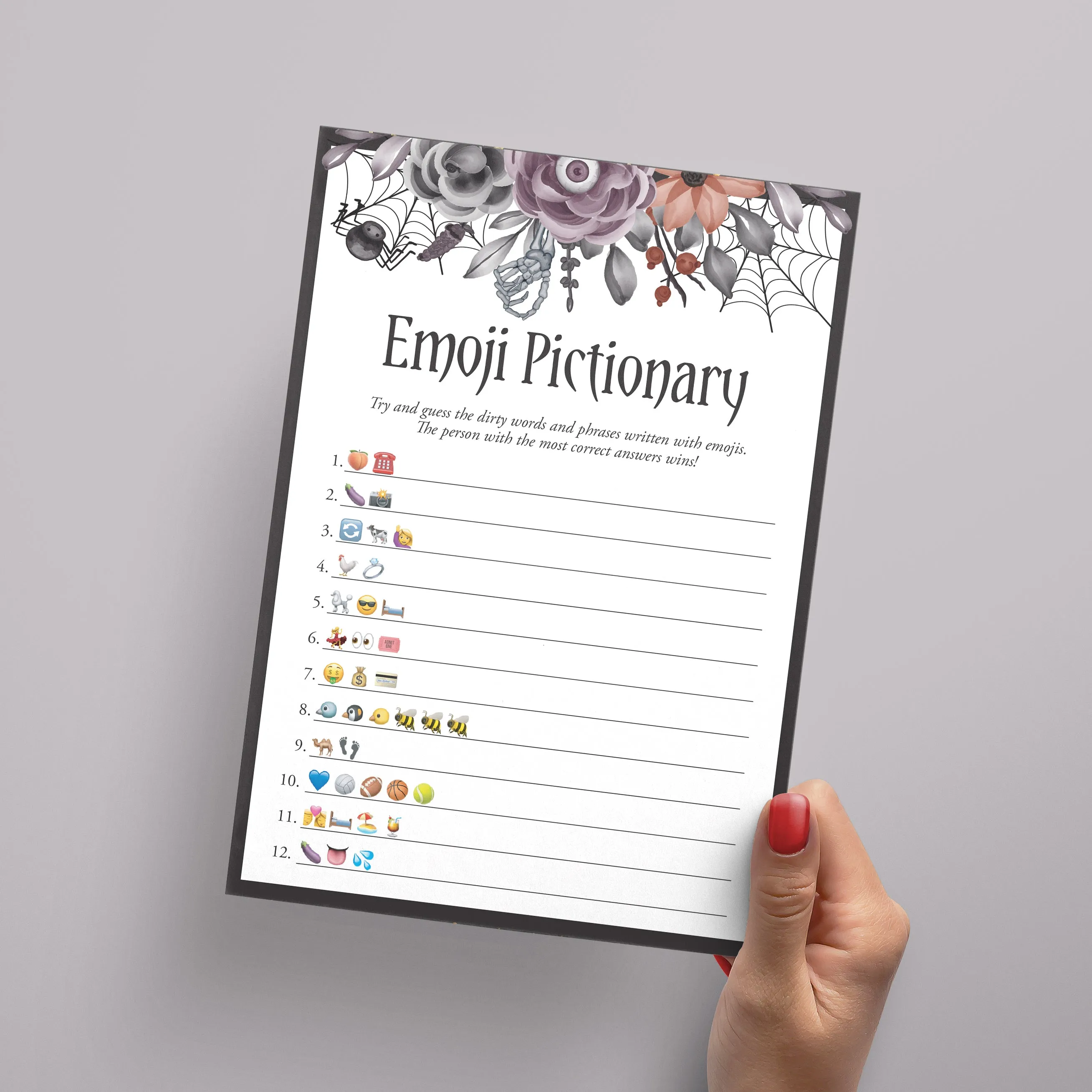 Halloween Bachelorette Party Emoji Game with Answer Key