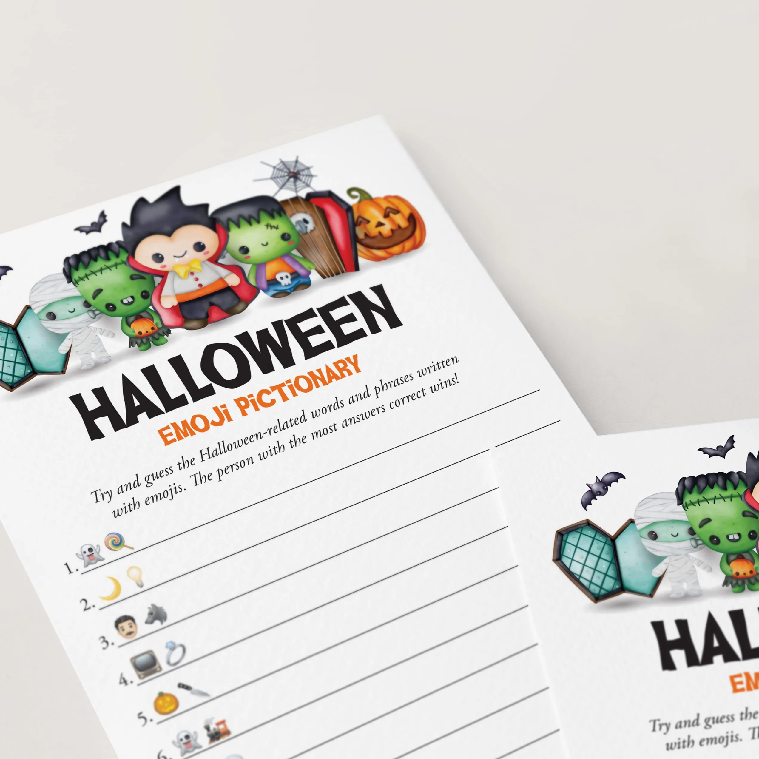 Halloween Emoji Pictionary with Answer Key Printable