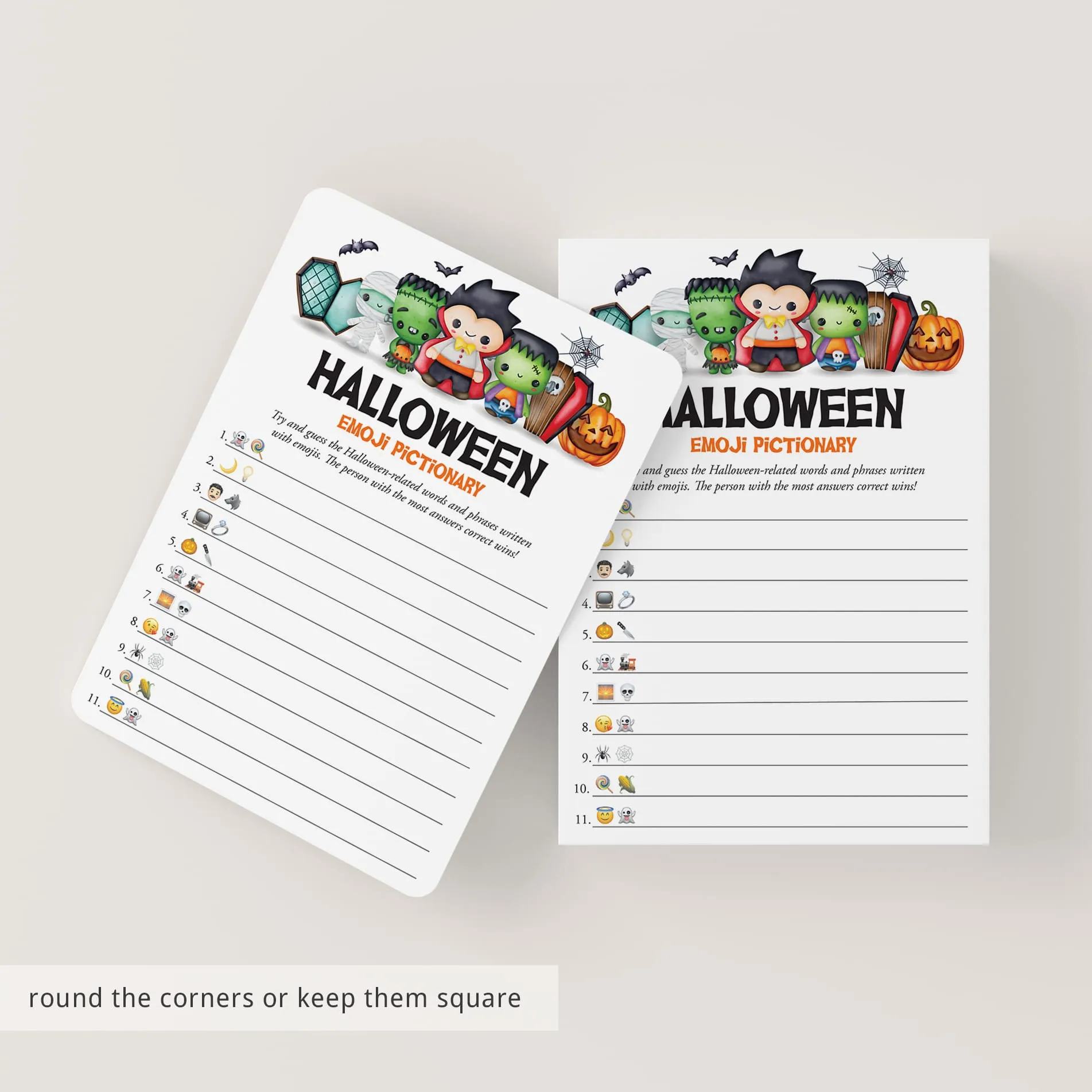 Halloween Emoji Pictionary with Answer Key Printable