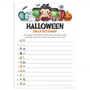 Halloween Emoji Pictionary with Answer Key Printable