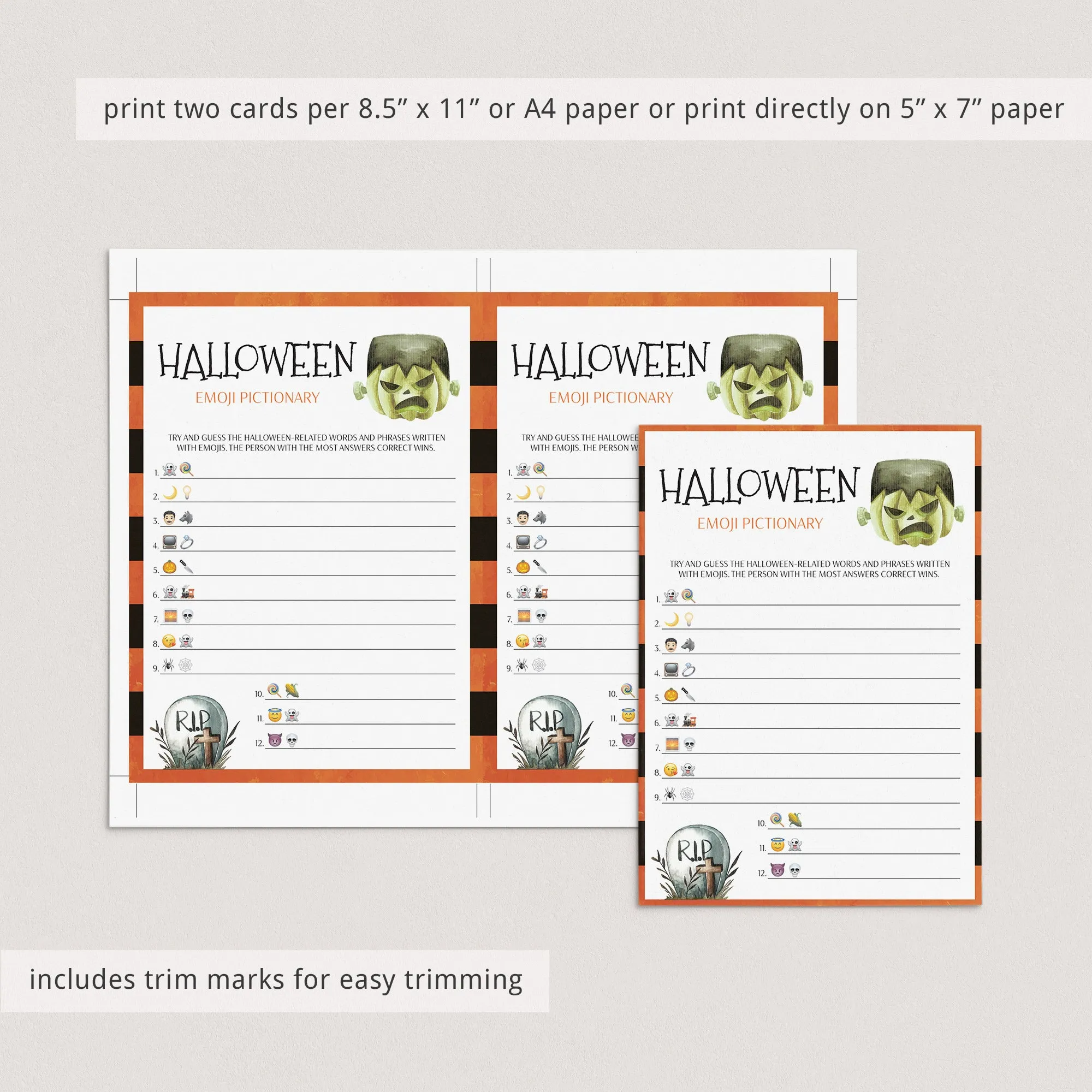 Halloween Emoji Quiz Printable Instant Download