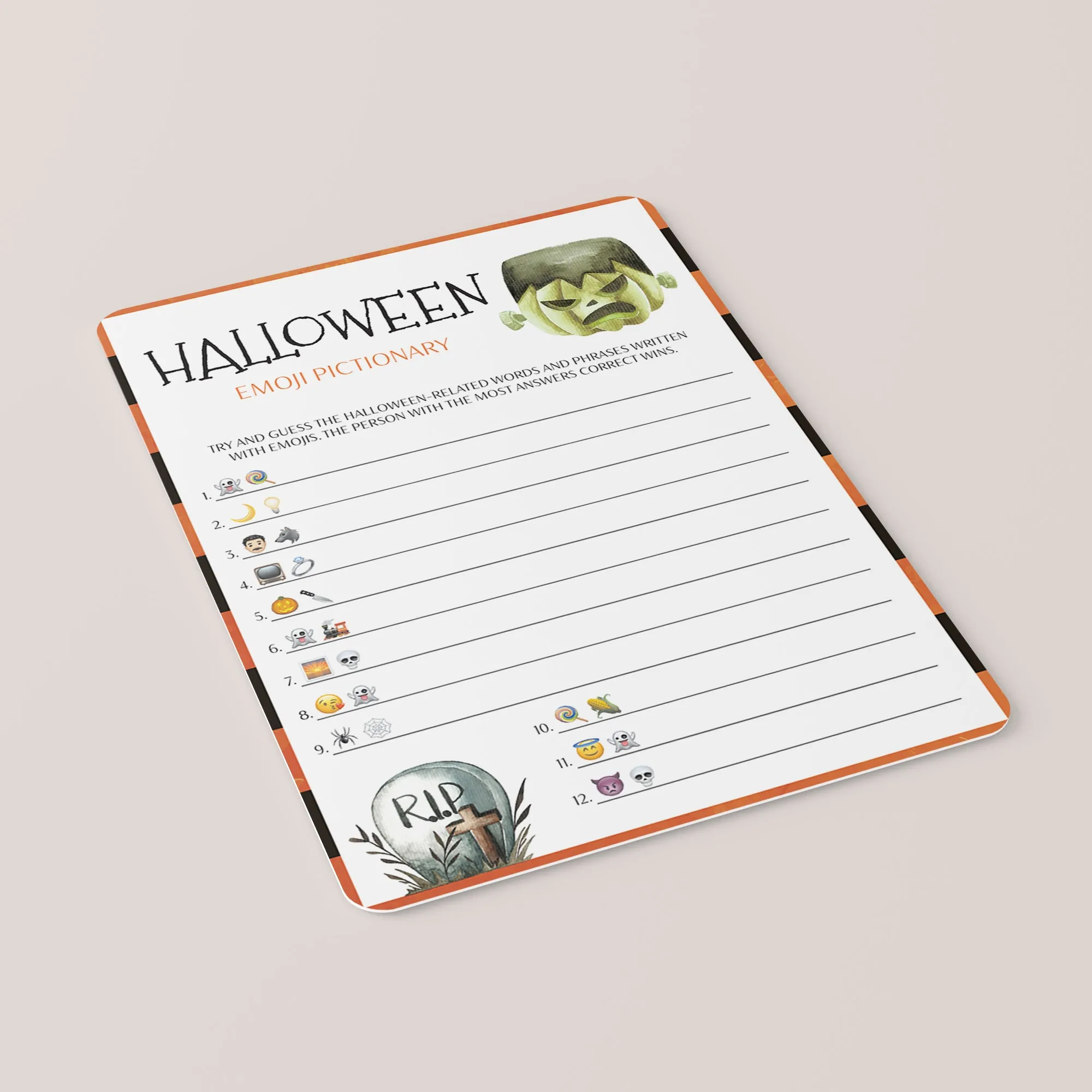 Halloween Emoji Quiz Printable Instant Download