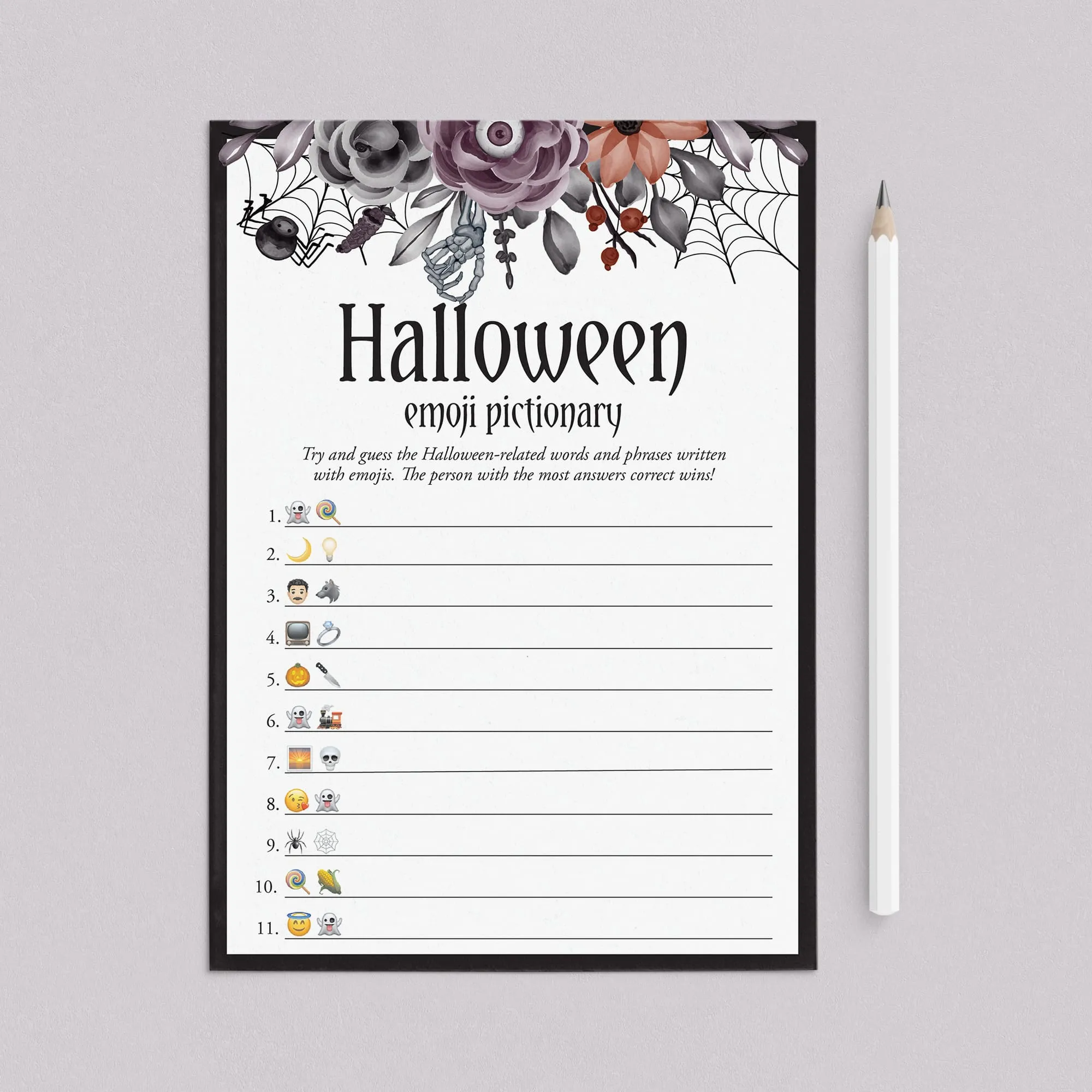 Halloween Theme Dinner Party Game Emoji Pictionary