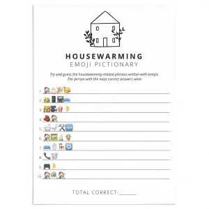 Housewarming Party Emoji Game with Answer Key Printable