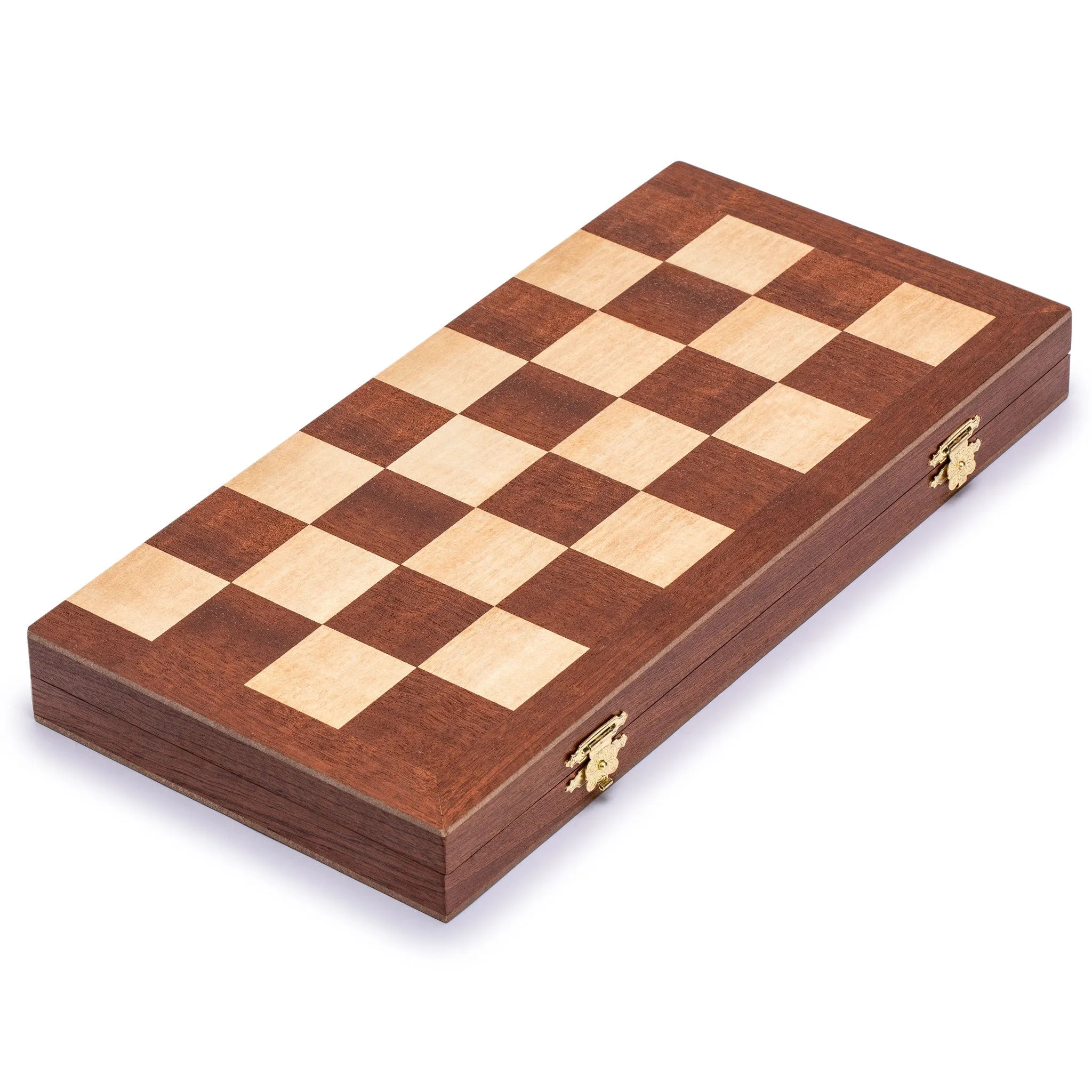 Husaria 14.2" International Checkers Folding Wooden Game Set - 8x8 Board