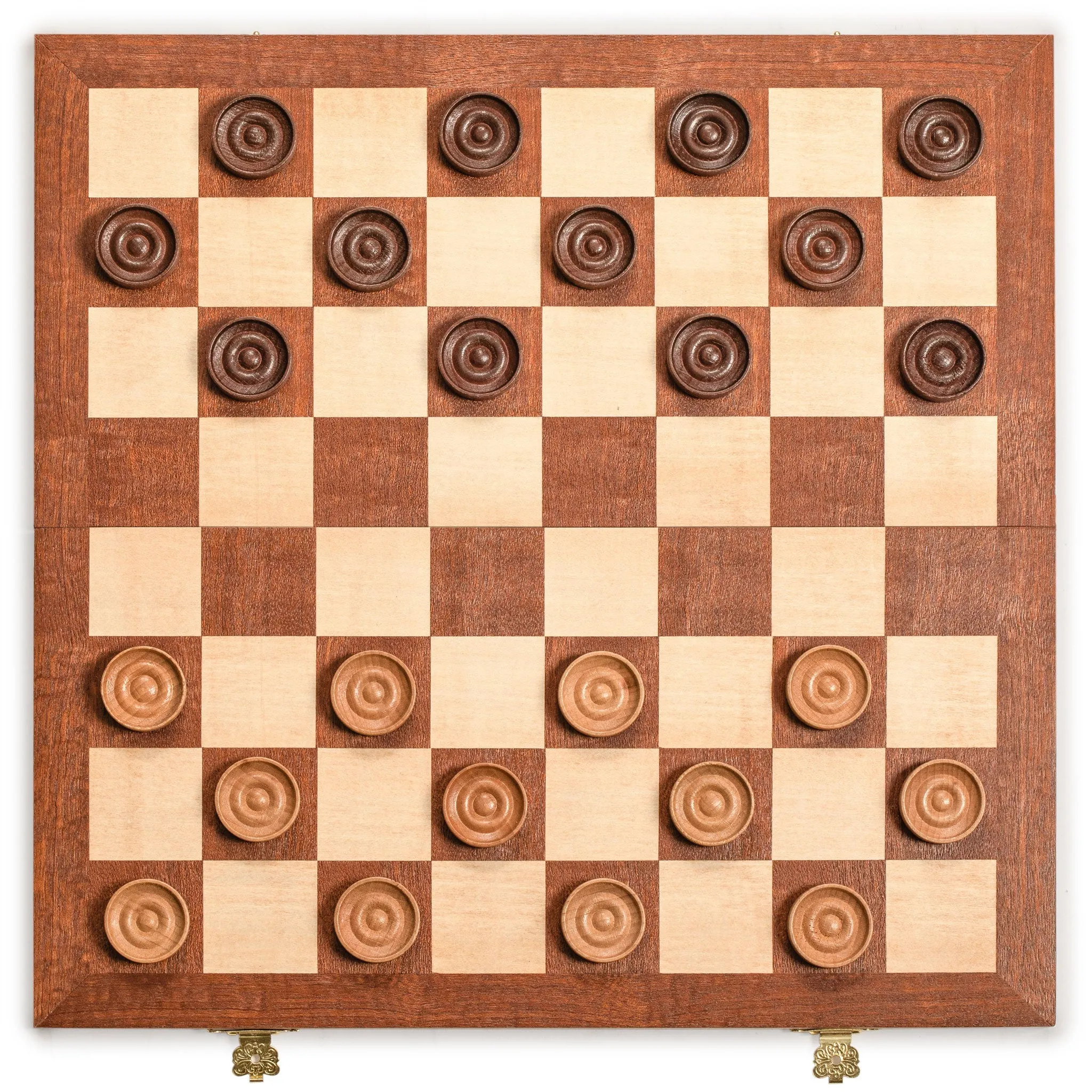 Husaria 14.2" International Checkers Folding Wooden Game Set - 8x8 Board